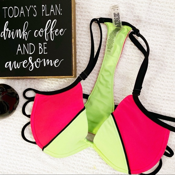 PINK Victoria's Secret Other - Victoria’s Secret PINK Neon Color Block Bikini Top